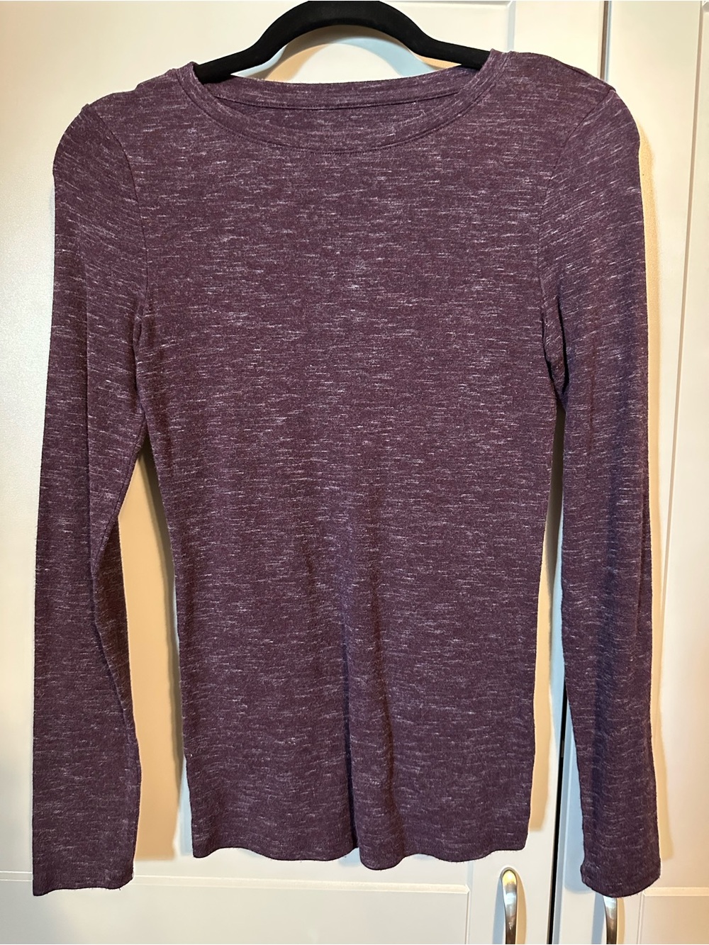 a new day Marled Plum Long Sleeve Scoop Crew Top
